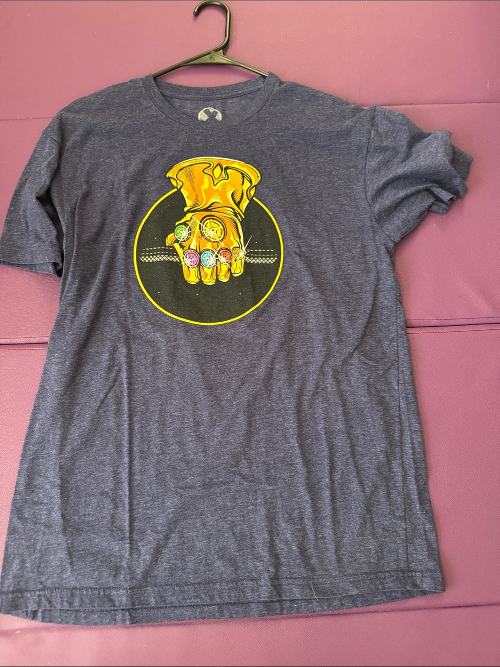 Men’s Heather Purple Short-Sleeve Tee with Yellow Glove Graphic